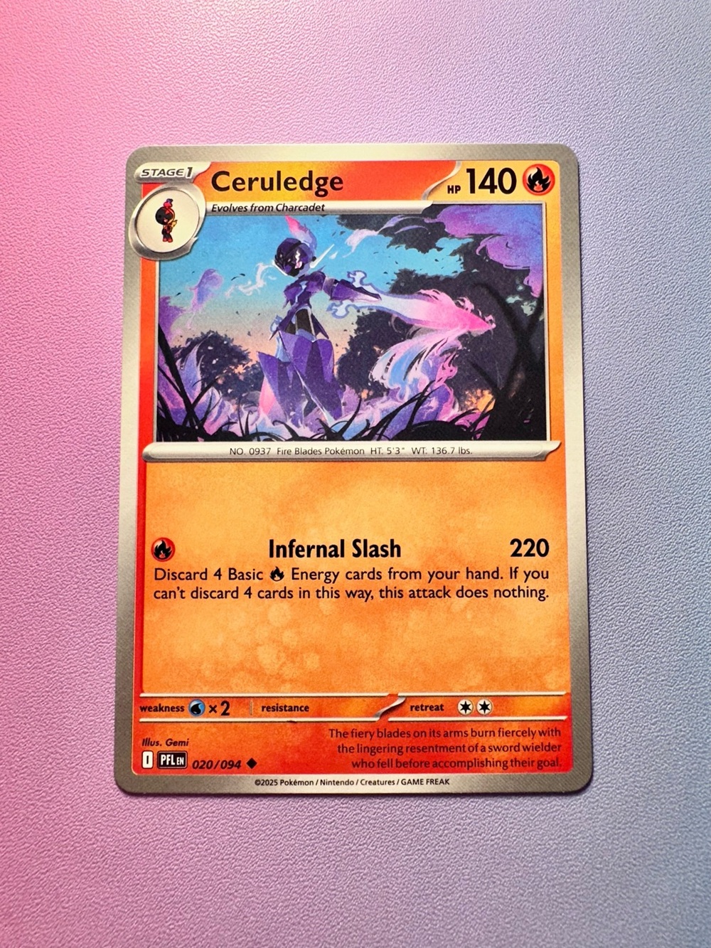 ceruledge - 020/094 (uncommon) — pokemon: phantasmal flames